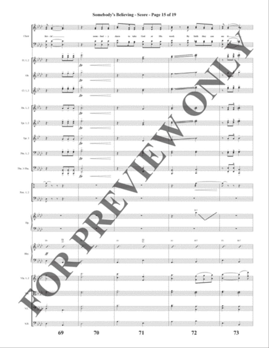 Somebody's Believing - Orchestration Choir scores gallery preview page 16