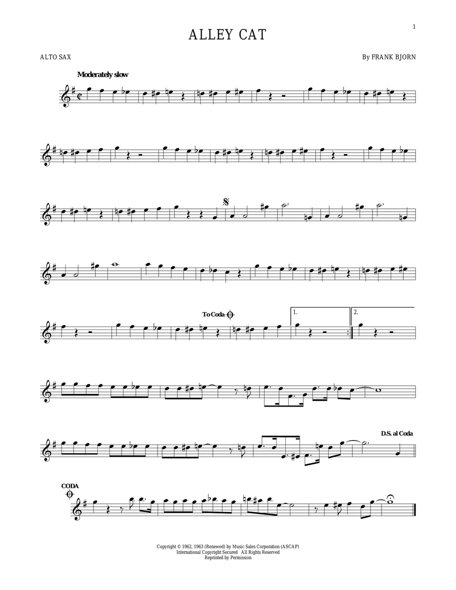 Alley Cat Alto Saxophone scores gallery preview page 1