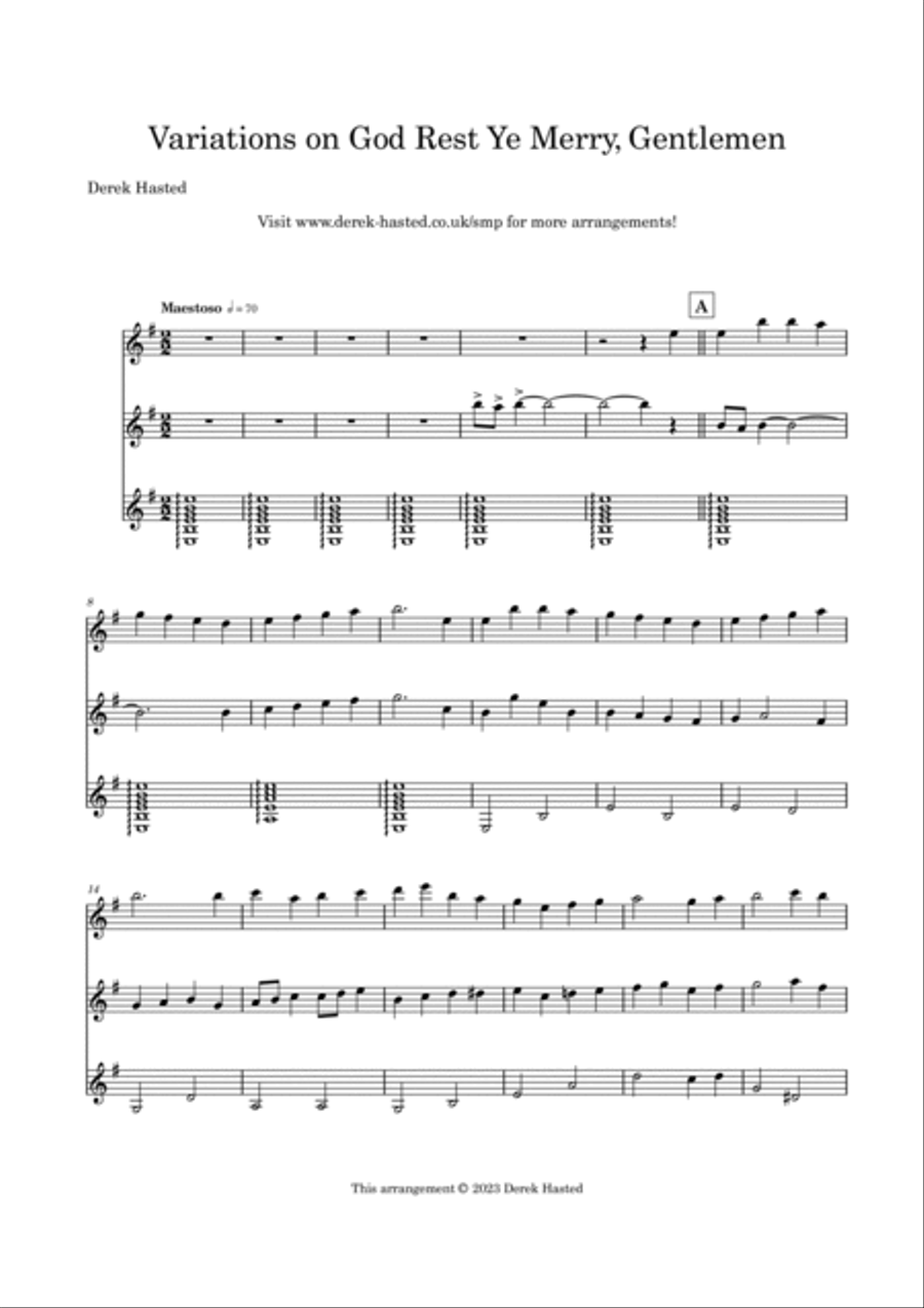 Variations on God Rest Ye Merry, Gentlemen Guitar Ensemble scores gallery preview page 4