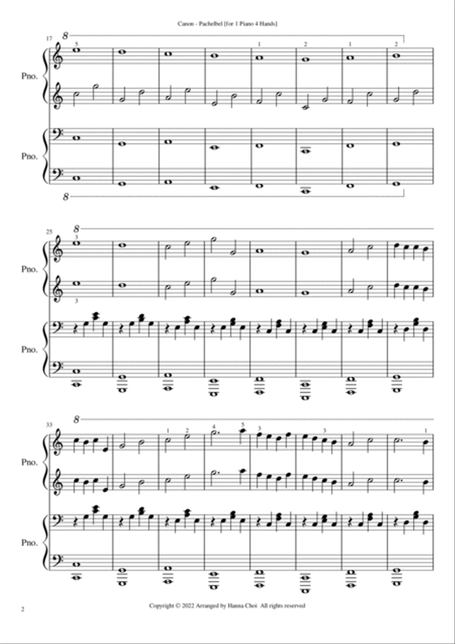 Canon by J.Pachelbel [for Piano Duet /1 piano 4 hands] 1 Piano, 4-Hands scores gallery preview page 2