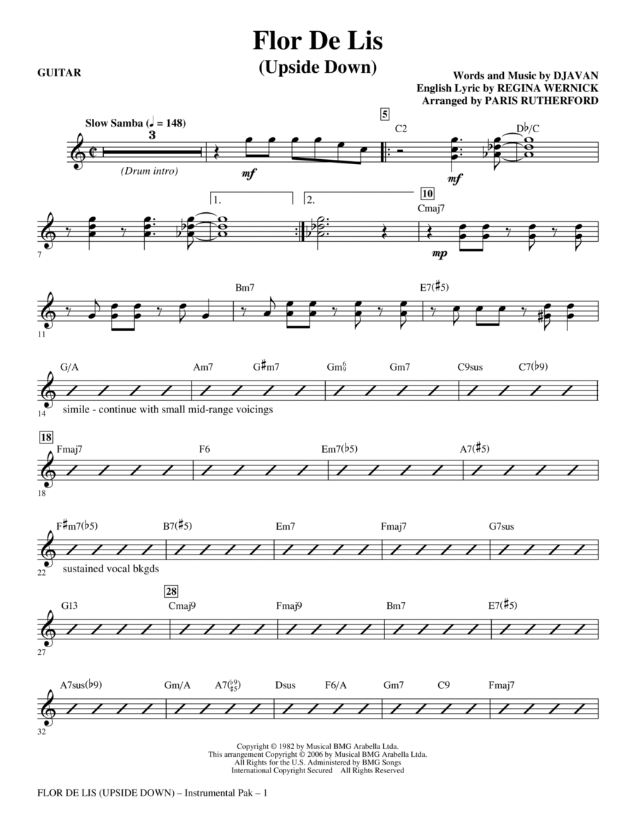 Flor De Lis (Upside Down) - Guitar Choir scores gallery preview page 1