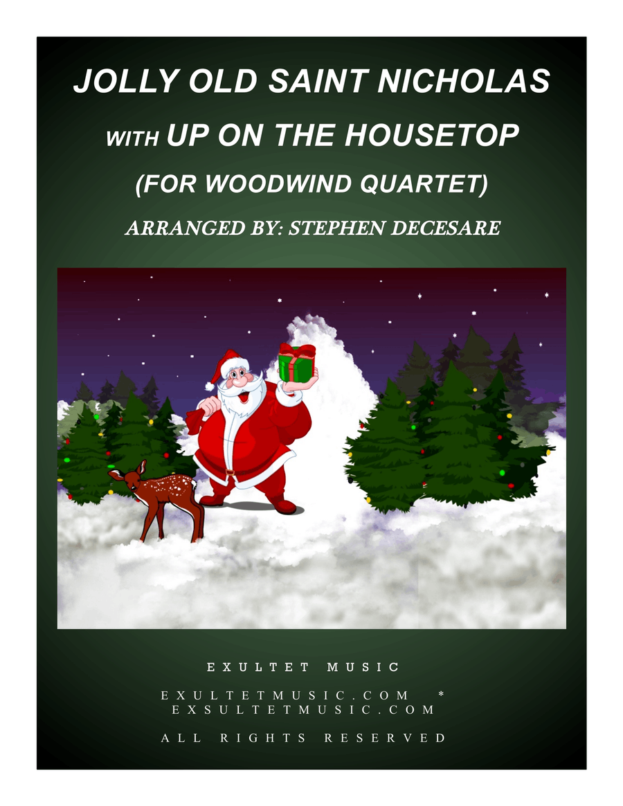 Jolly Old Saint Nicholas with Up On The Housetop (for Woodwind Quartet and Piano) Woodwind Quartet scores gallery preview page 1