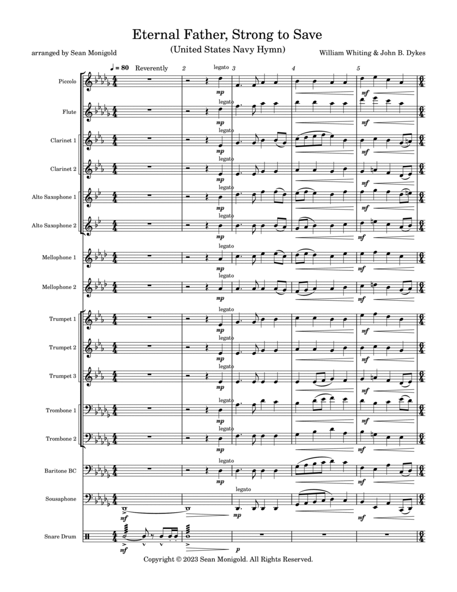 Eternal Father, Strong To Save (United States Navy Hymn) Marching Band scores gallery preview page 1