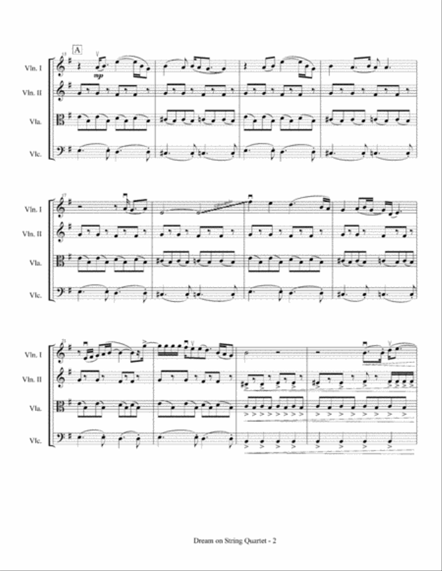 Dream On Dream On String Quartet scores gallery preview page 3