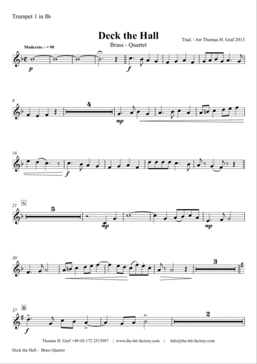 Deck the halls - Christmas Carol - Polyphonic - Brass Quintet Brass Quintet scores gallery preview page 4