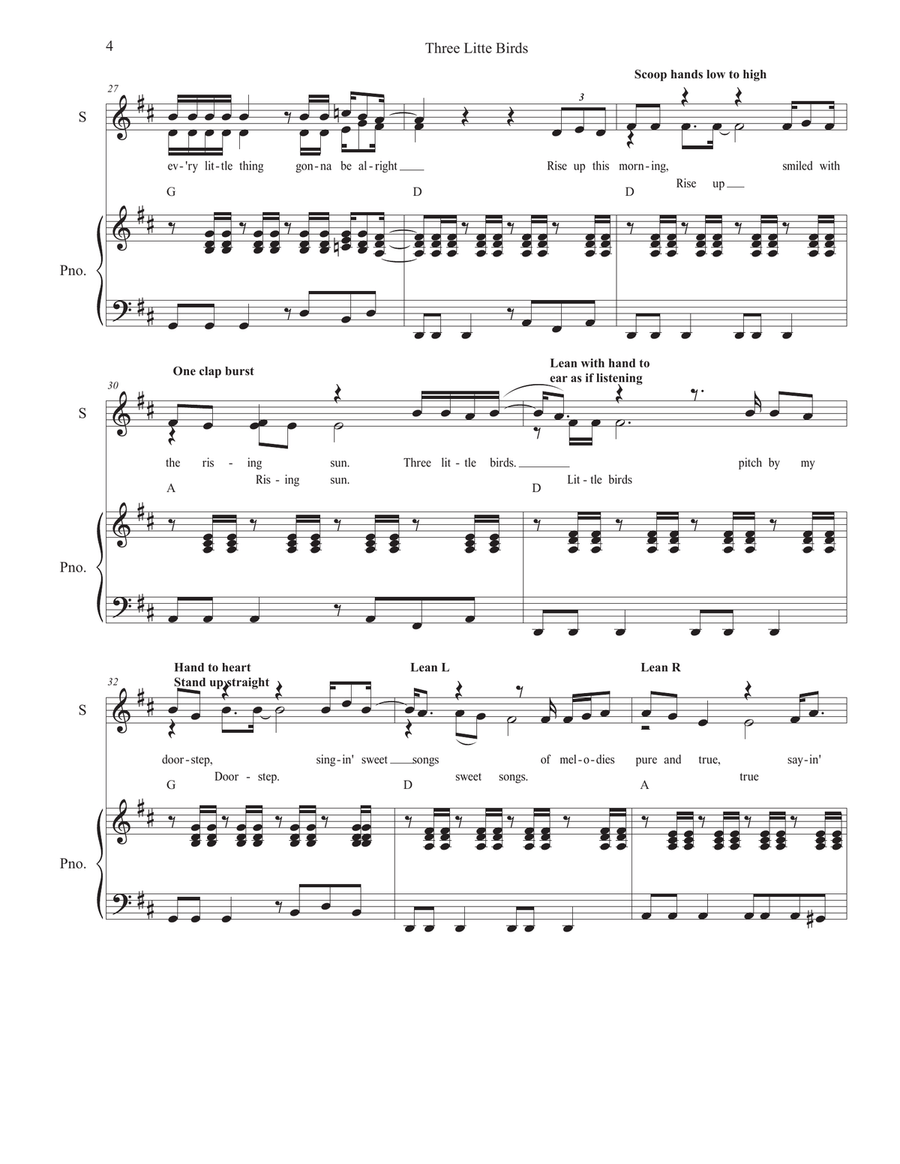 Three Little Birds Three Little Birds Unison Choir scores gallery preview page 4
