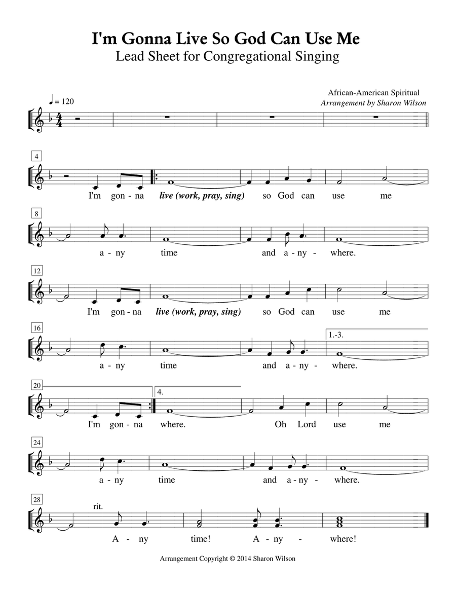 I'm Gonna Live So God Can Use Me - Congregational Set (for Lead, SATB choir, Piano, and Ensemble) 4-Part scores gallery preview page 3