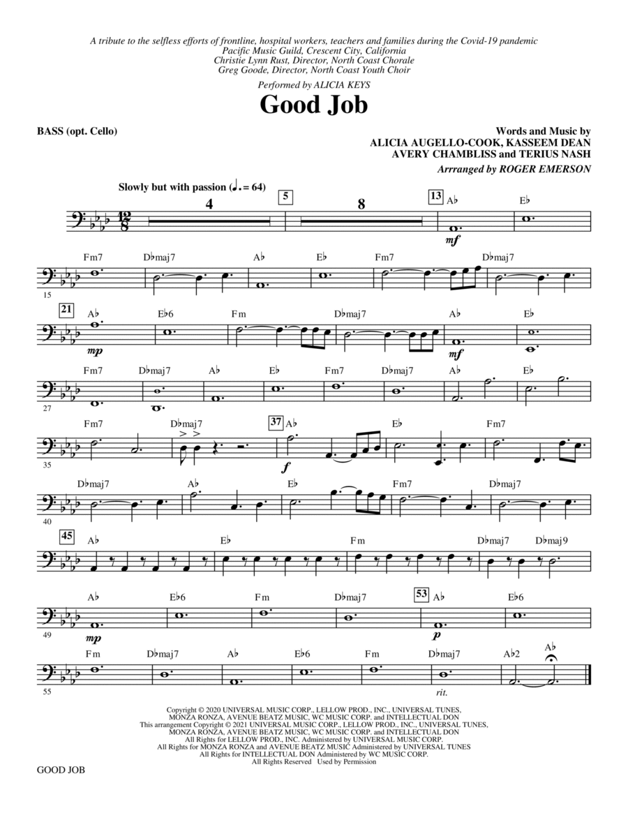 Good Job (arr. Roger Emerson) - Bass Choir scores gallery preview page 1