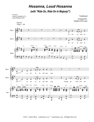 Book cover for Hosanna, Loud Hosanna (with "Ride On, Ride On In Majesty!") (2-part choir) - Piano accompaniment