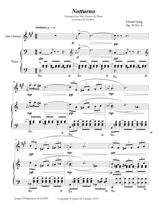 Grieg: Notturno Op. 54 No. 4 for Alto Clarinet & Piano