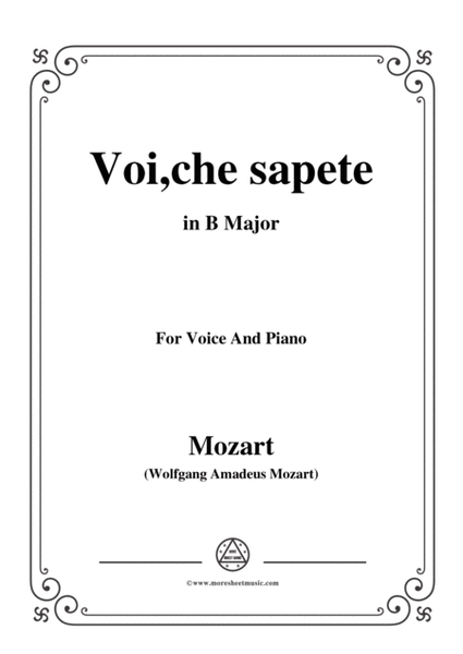 Mozart-Voi,che sapete,in B Major,for Voice and Piano image number null