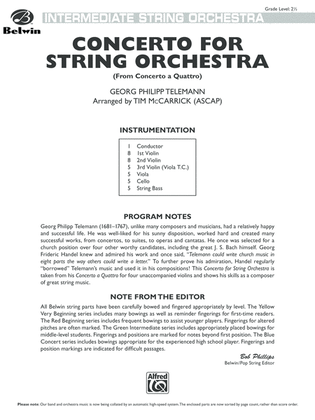 Book cover for Concerto for String Orchestra (from Concerto a Quattro): Score