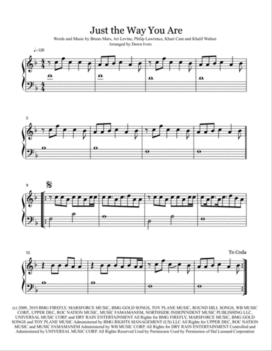 Just The Way You Are Piano Solo scores gallery preview page 2