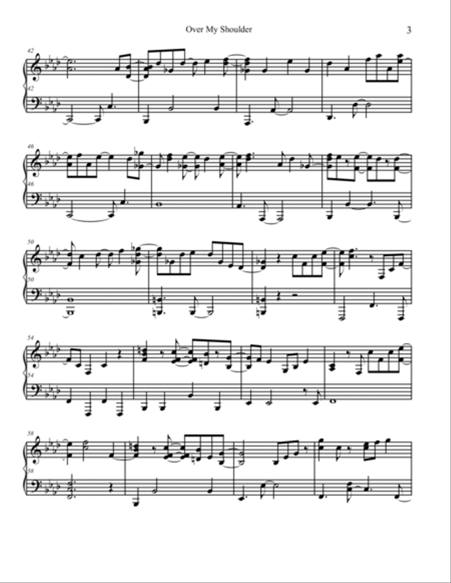 Over My Shoulder Piano Solo scores gallery preview page 3