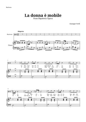 Book cover for La donna è mobile in G major for Baritone and Piano