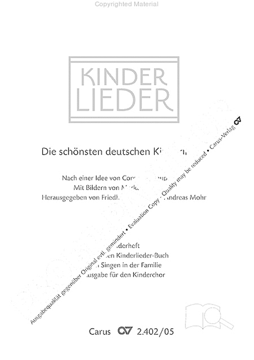 Die schonsten deutschen Kinderlieder. Kinderheft zum grossen Kinderlieder-Buch. Zum Singen in der Familie. Ausgabe fur den Kinderchor
