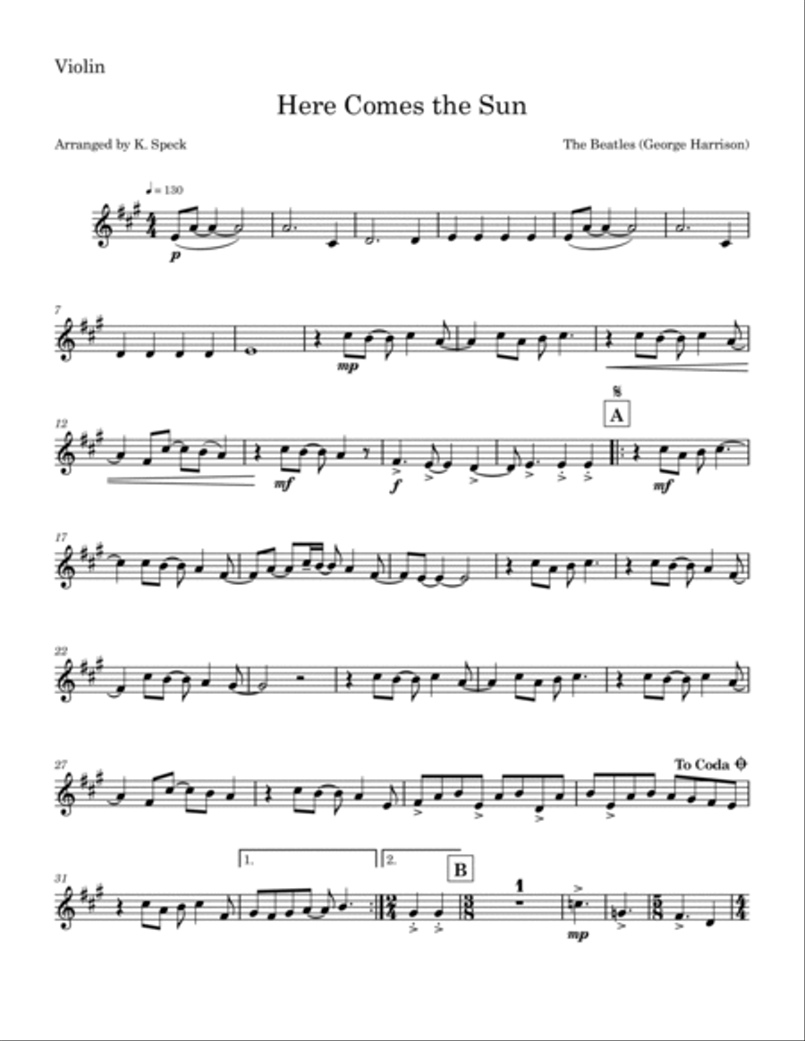 Here Comes The Sun Here Comes The Sun String Duet scores gallery preview page 4