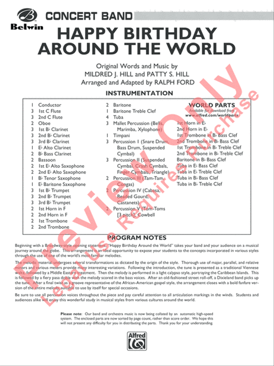 Happy Birthday Around the World Concert Band scores gallery preview page 2