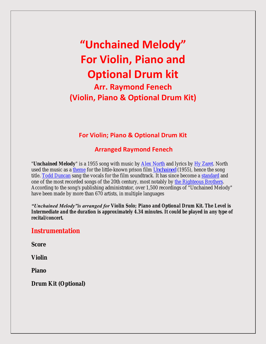 Unchained Melody Small Ensemble scores gallery preview page 2