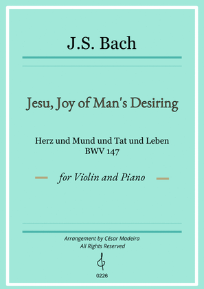 Book cover for Jesu, Joy of Man's Desiring - Violin and Piano (Full Score)