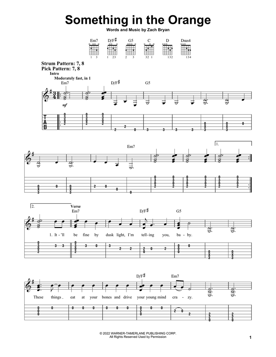 Something In The Orange Electric Guitar scores gallery preview page 1