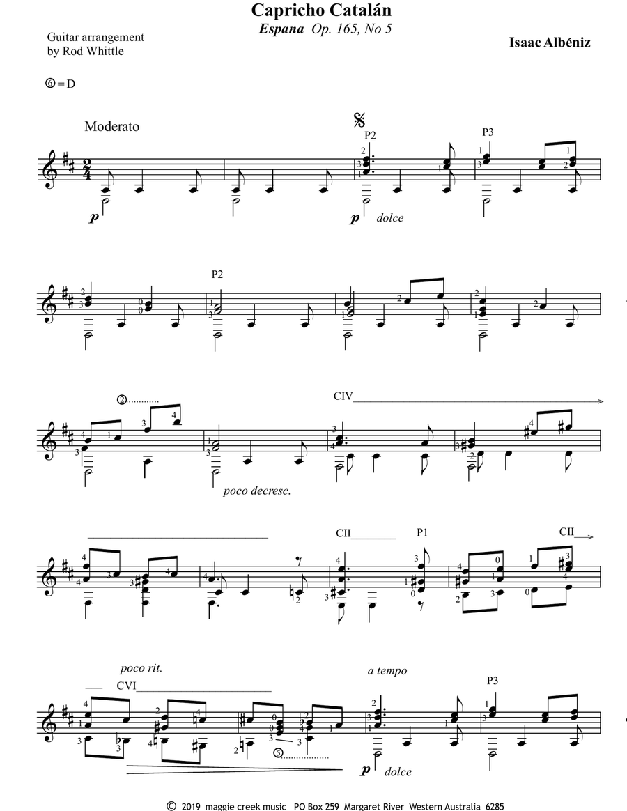 Capricho Catalan Op. 165, No 5 Classical Guitar scores gallery preview page 1