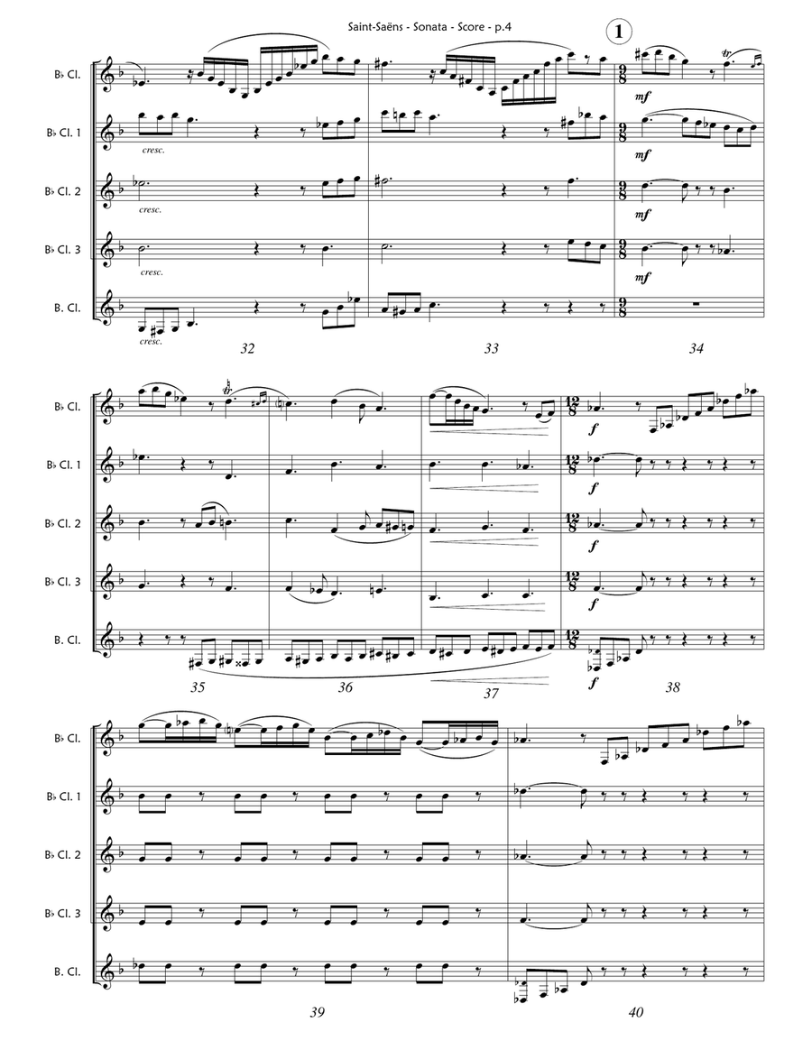 Saint-Saens - Clarinet Sonata (Clarinet Quintet) Clarinet Quintet scores gallery preview page 4