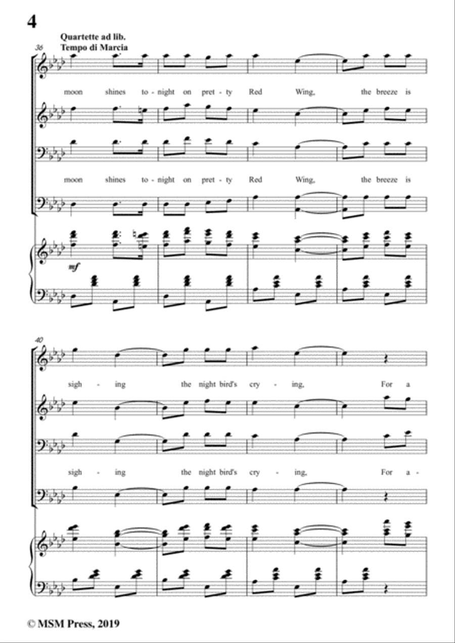 Kerry Mills-Red Wing,in A flat Major,for Voice&Piano Voice scores gallery preview page 6