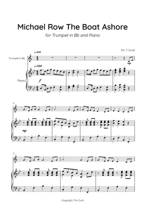 Book cover for Michael Row The Boat Ashore for Solo Trumpet in Bb and Piano