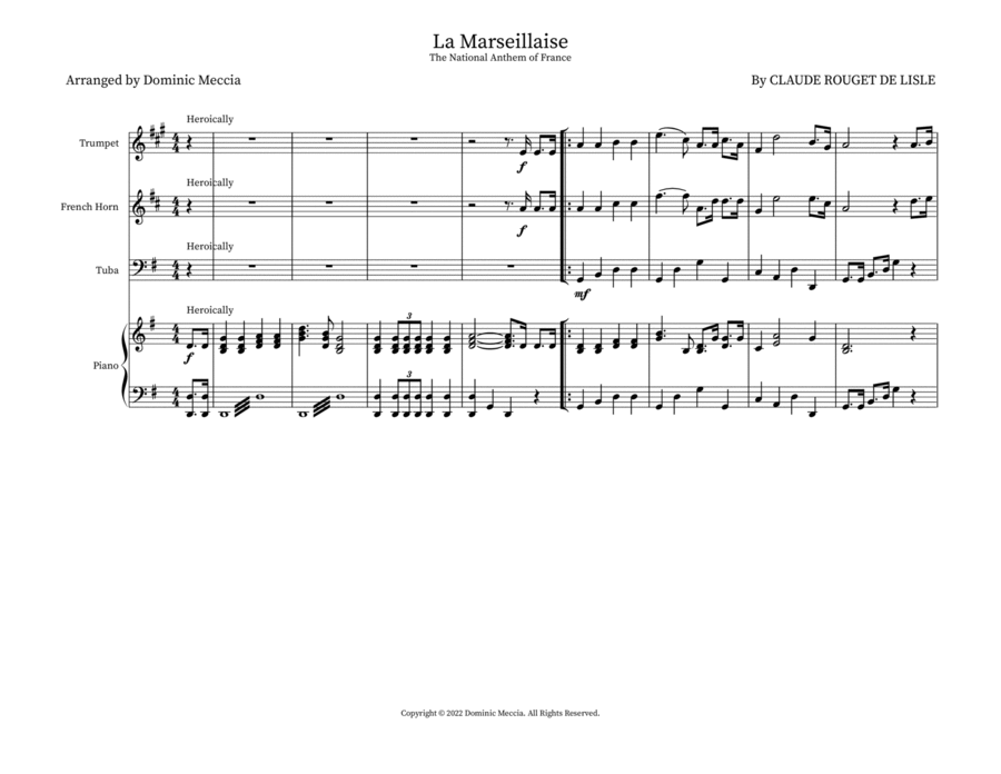 La Marseillaise La Marseillaise Small Ensemble scores gallery preview page 1