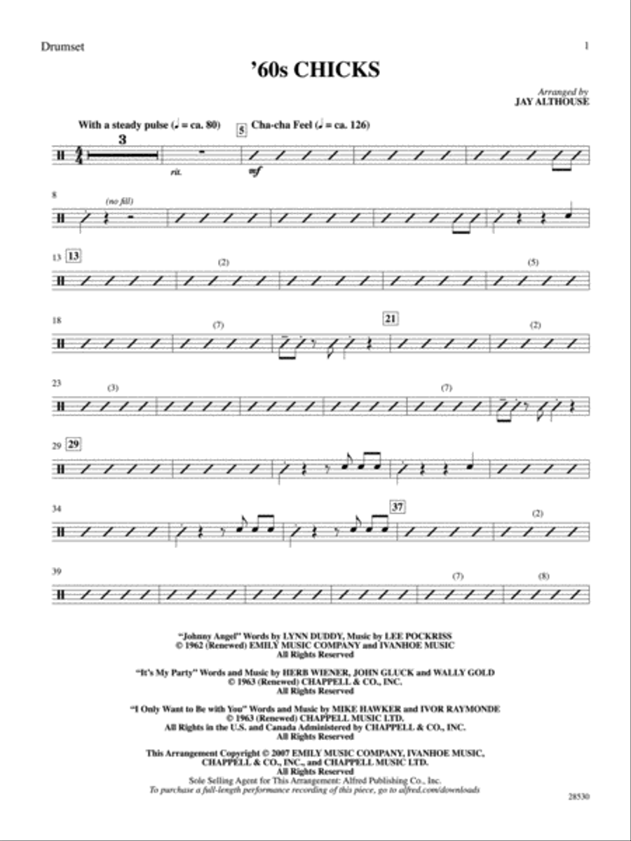 '60s Chicks (A Medley): Drums Drums scores gallery preview page 1