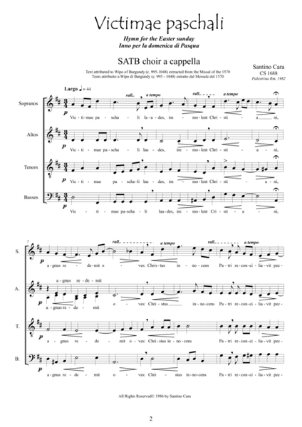 Victimae paschali - Easter hymn for SATB choir a cappella image number null