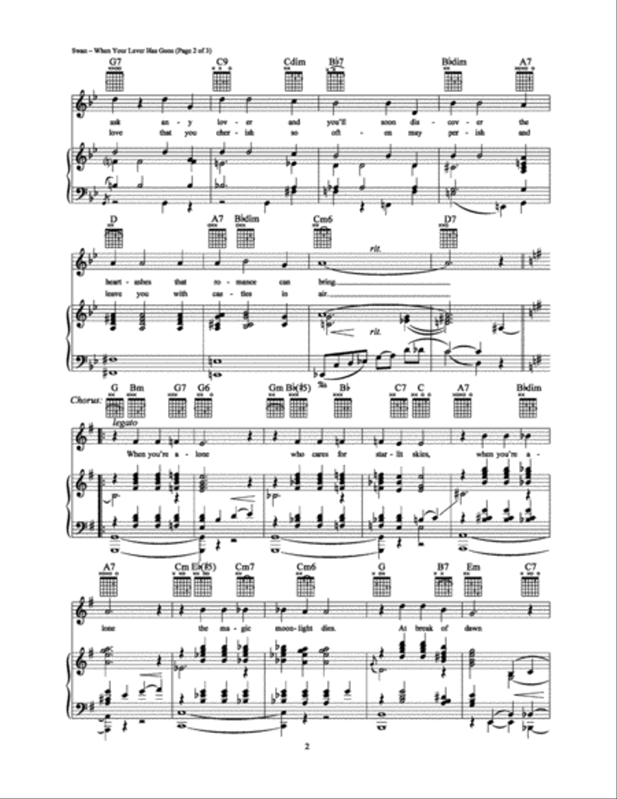 When Your Lover Has Gone Piano, Vocal, Guitar scores gallery preview page 2
