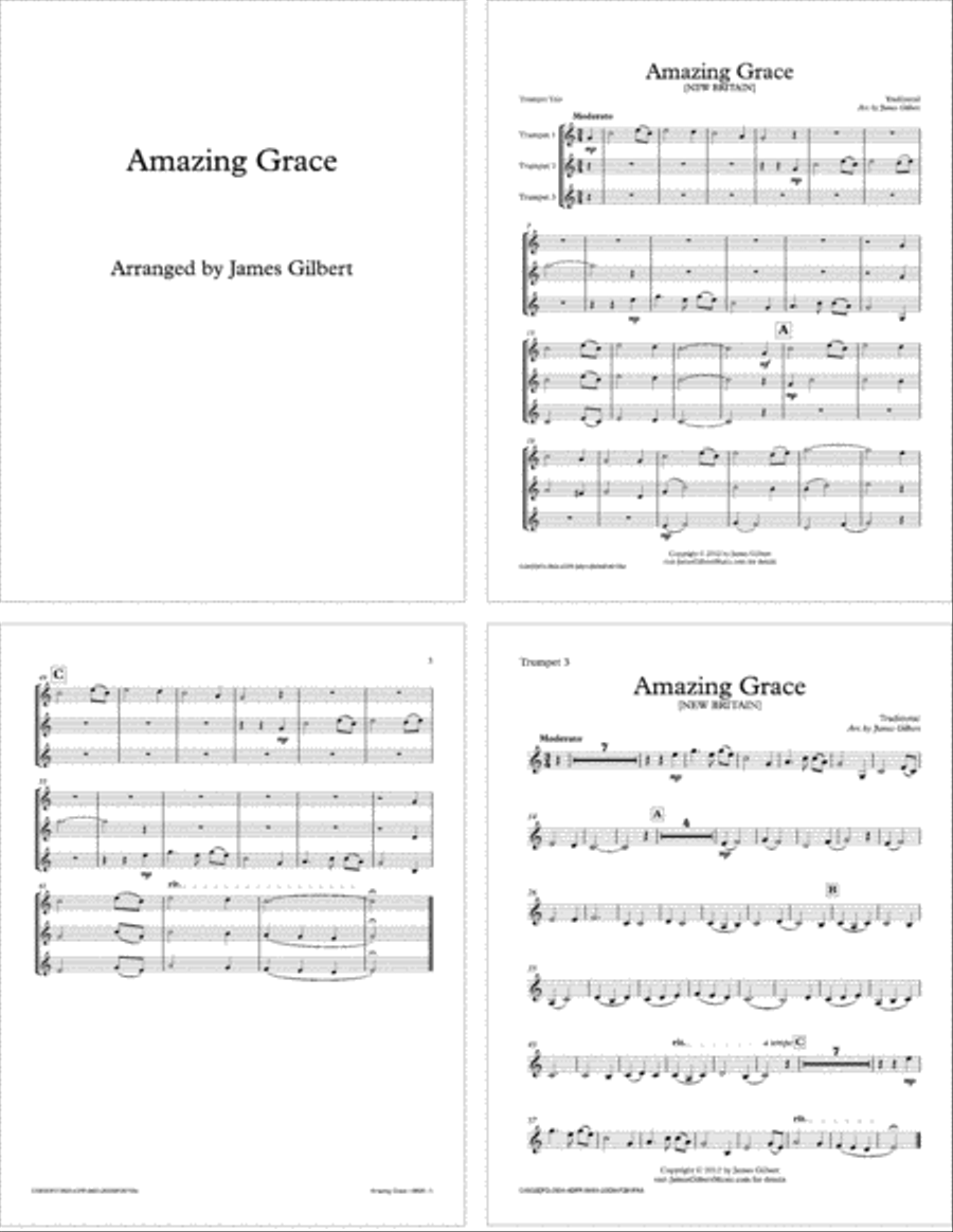 Amazing Grace Brass Ensemble scores gallery preview page 1