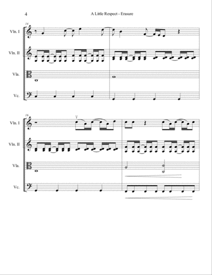 A Little Respect A Little Respect String Quartet scores gallery preview page 4