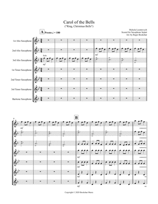 Carol of the Bells (F min) (Tenor Saxophone Septet)