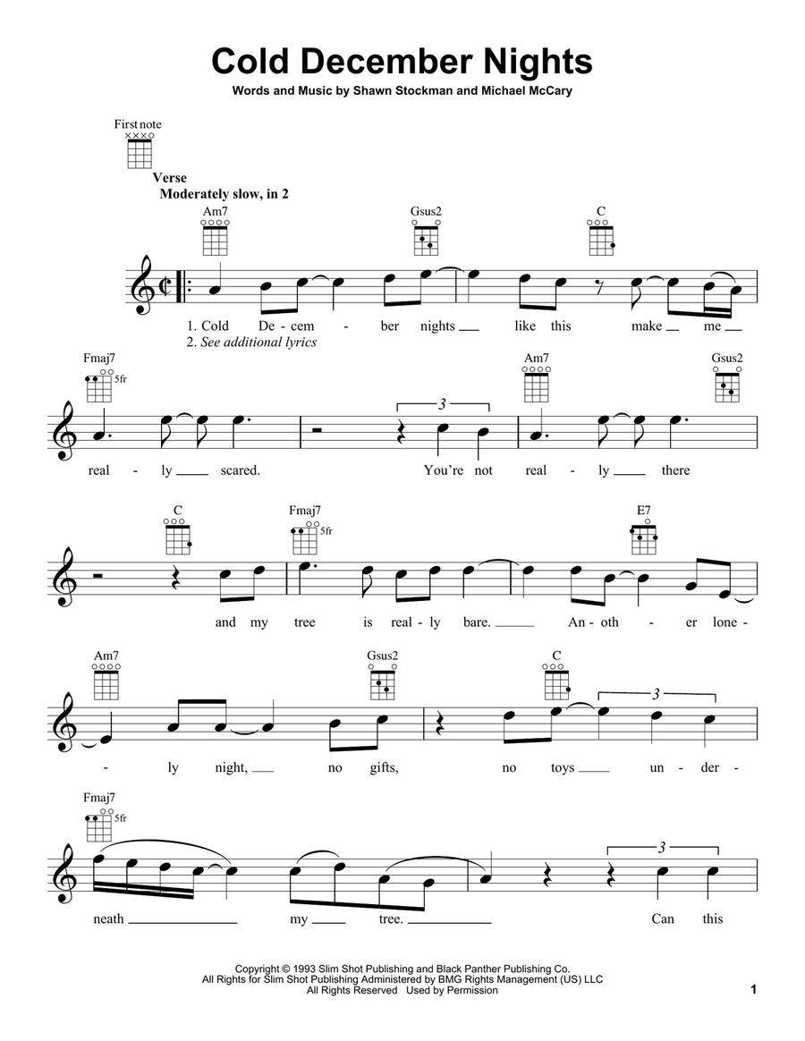 Cold December Nights Ukulele scores gallery preview page 1