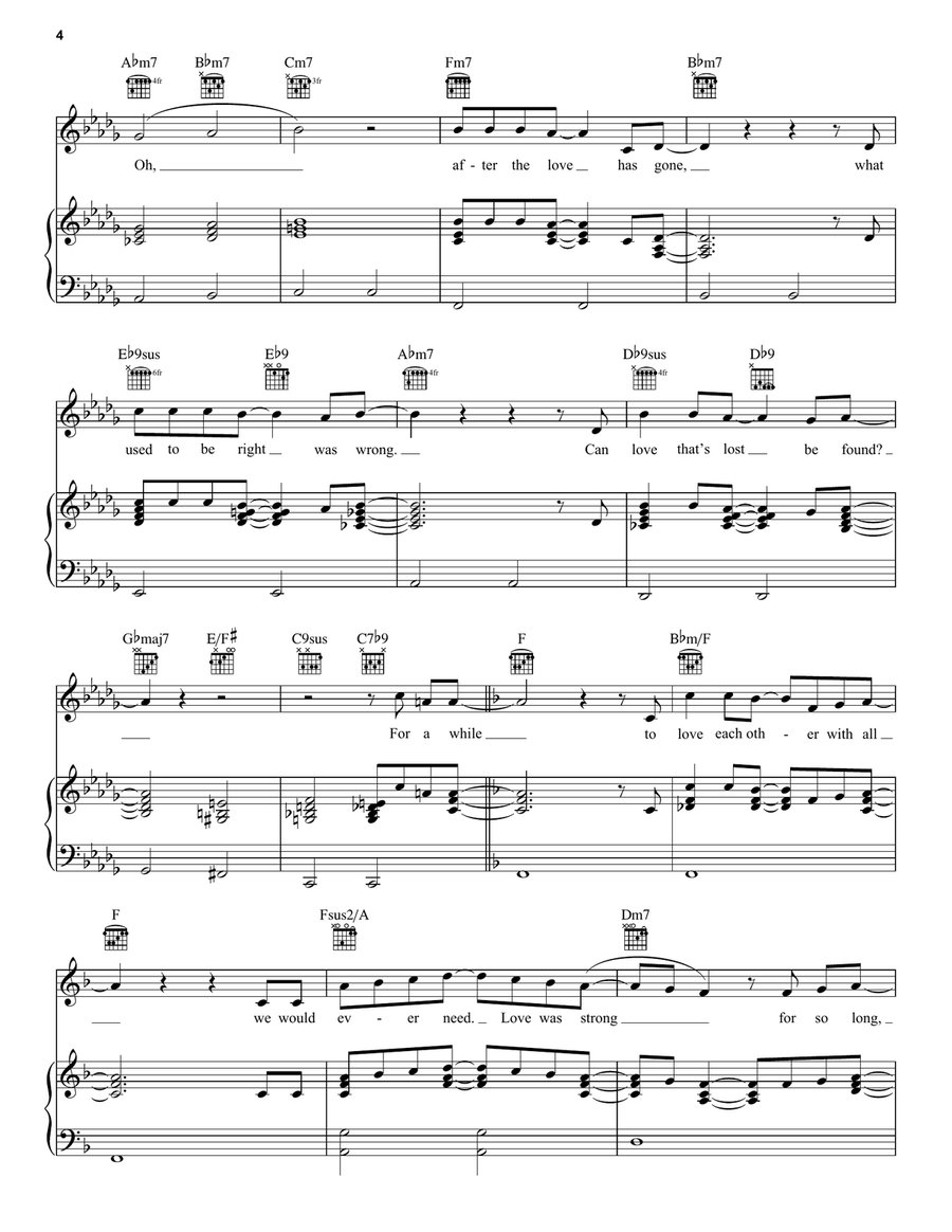 After The Love Has Gone Piano, Vocal, Guitar scores gallery preview page 4