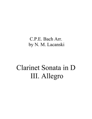 Book cover for Clarinet Sonata in D III. Allegro