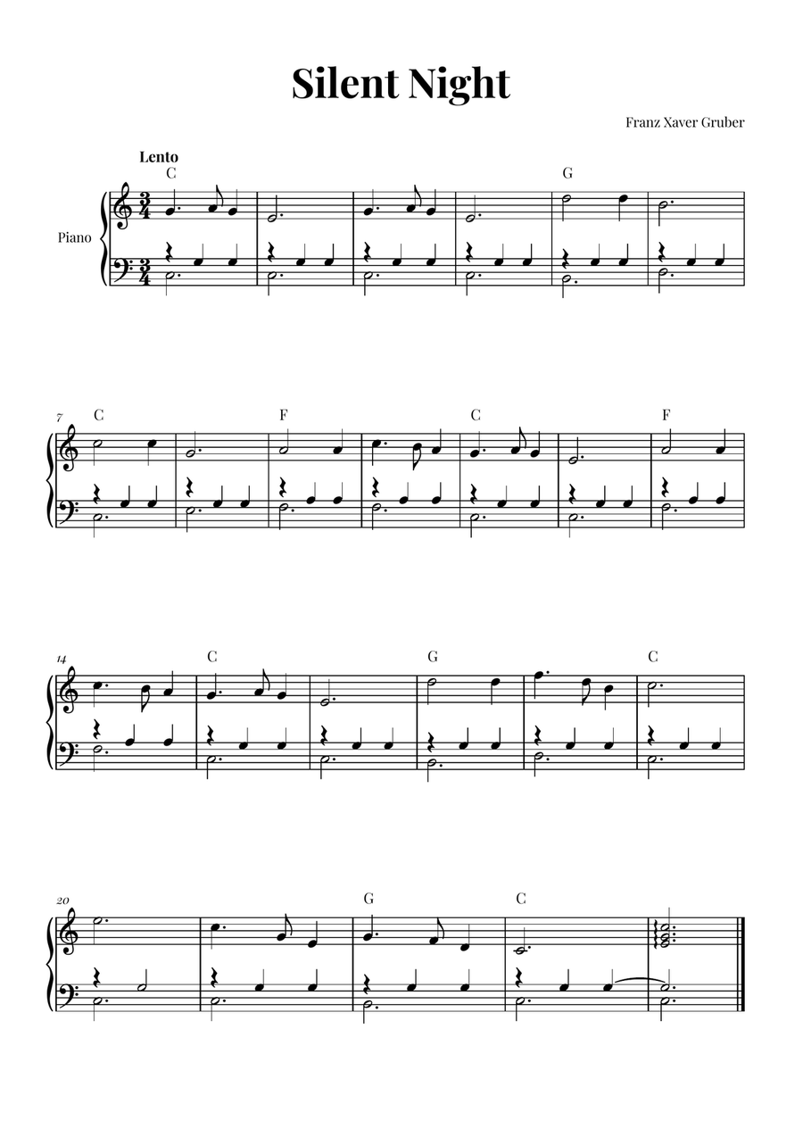 Silent Night // Easy Piano with Chords Piano Method scores gallery preview page 1