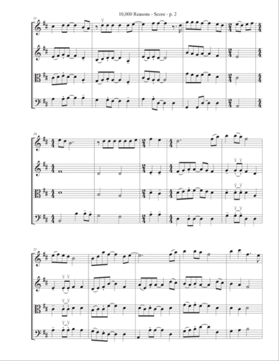10,000 Reasons (Bless The Lord) String Quartet scores gallery preview page 3