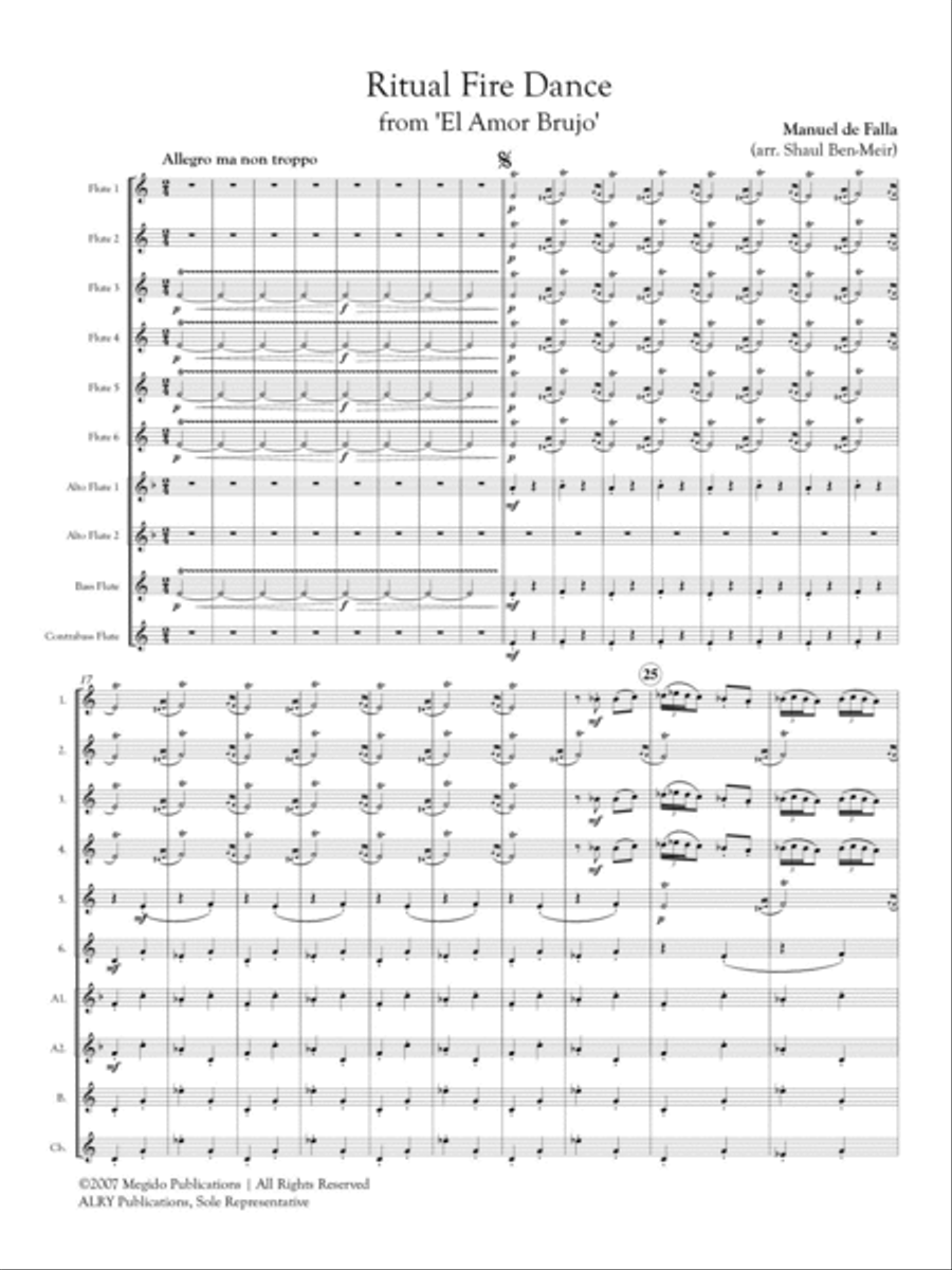 Ritual Fire Dance from El Amor Brujo for Flute Orchestra Flute Choir scores gallery preview page 2