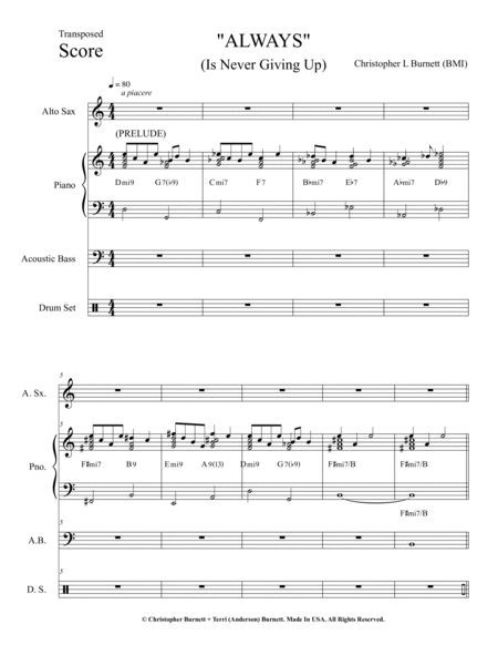 ALWAYS (Is Never Giving Up) Jazz Ensemble - Digital Sheet Music