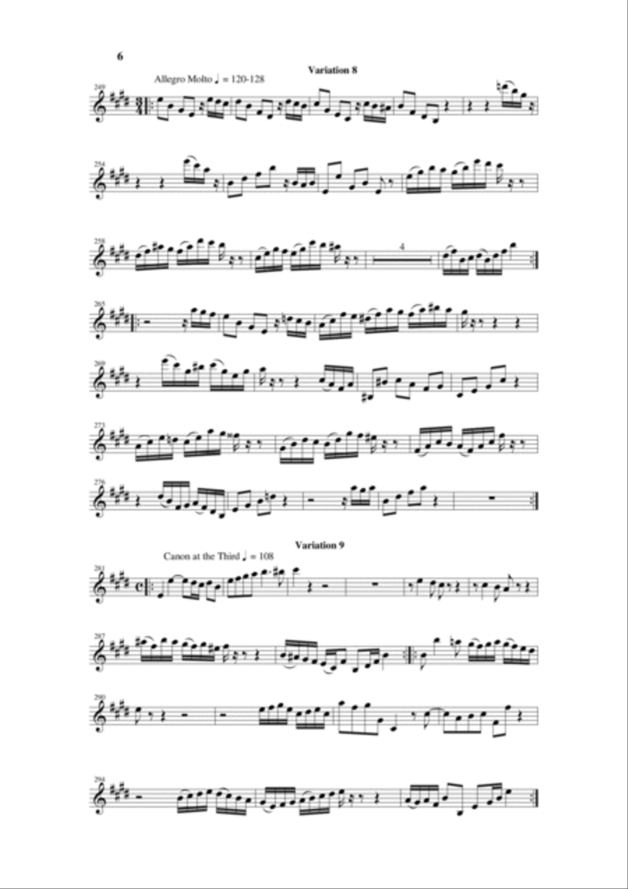 Johann Sebastian Bach/Wehage Goldberg Variations, BWV 988, arranged for SATB saxophone Quartet, bari Saxophone Quartet scores gallery preview page 6
