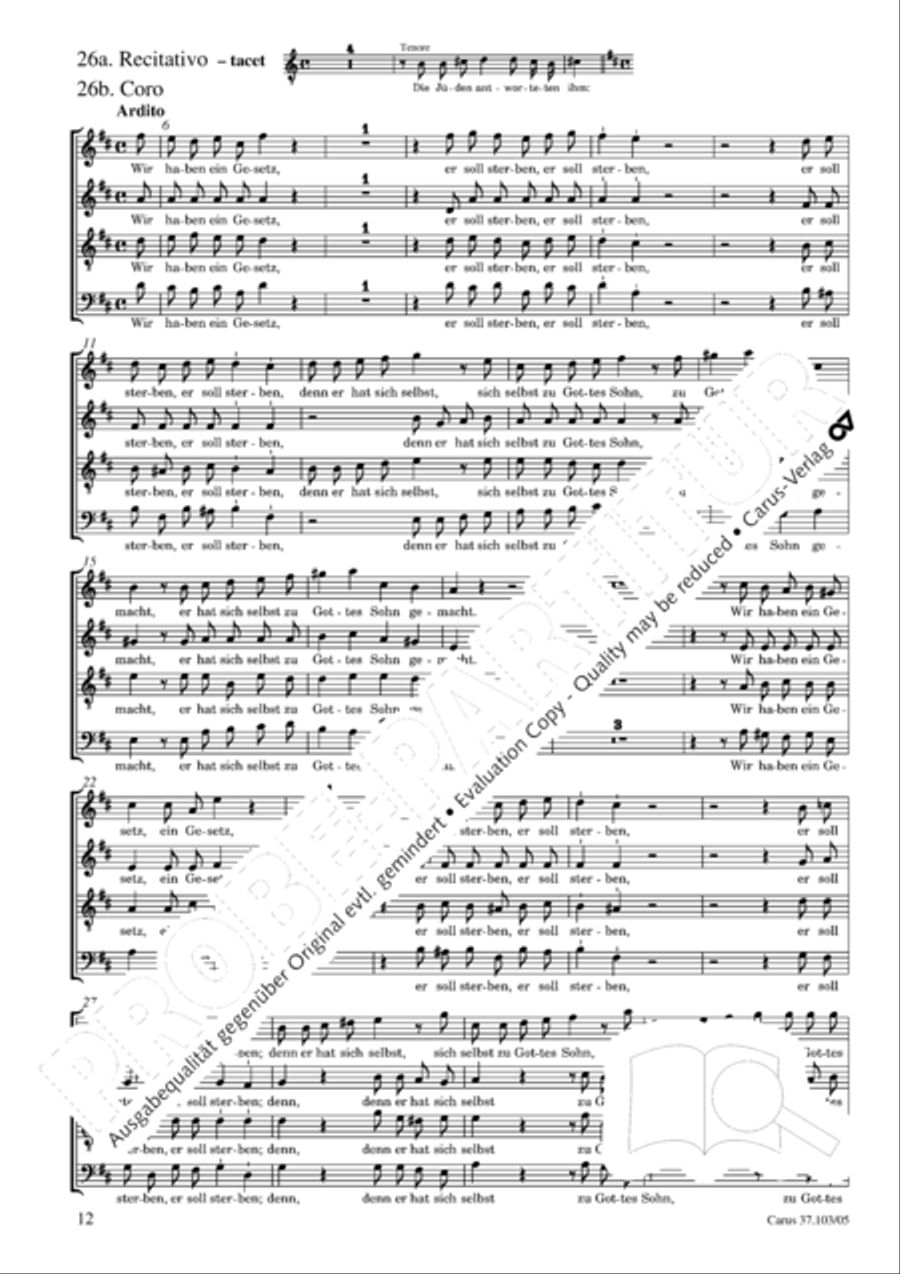 St. John Passion (Johannes-Passion) SSATB scores gallery preview page 13