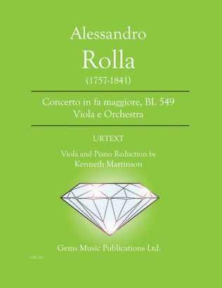 Book cover for Concerto in fa maggiore, BI. 549 Viola e Orchestra