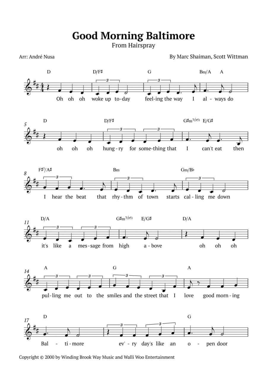 Good Morning Baltimore Piano scores gallery preview page 1
