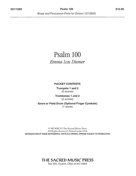 Psalm 100 - Brass/Percussion Parts