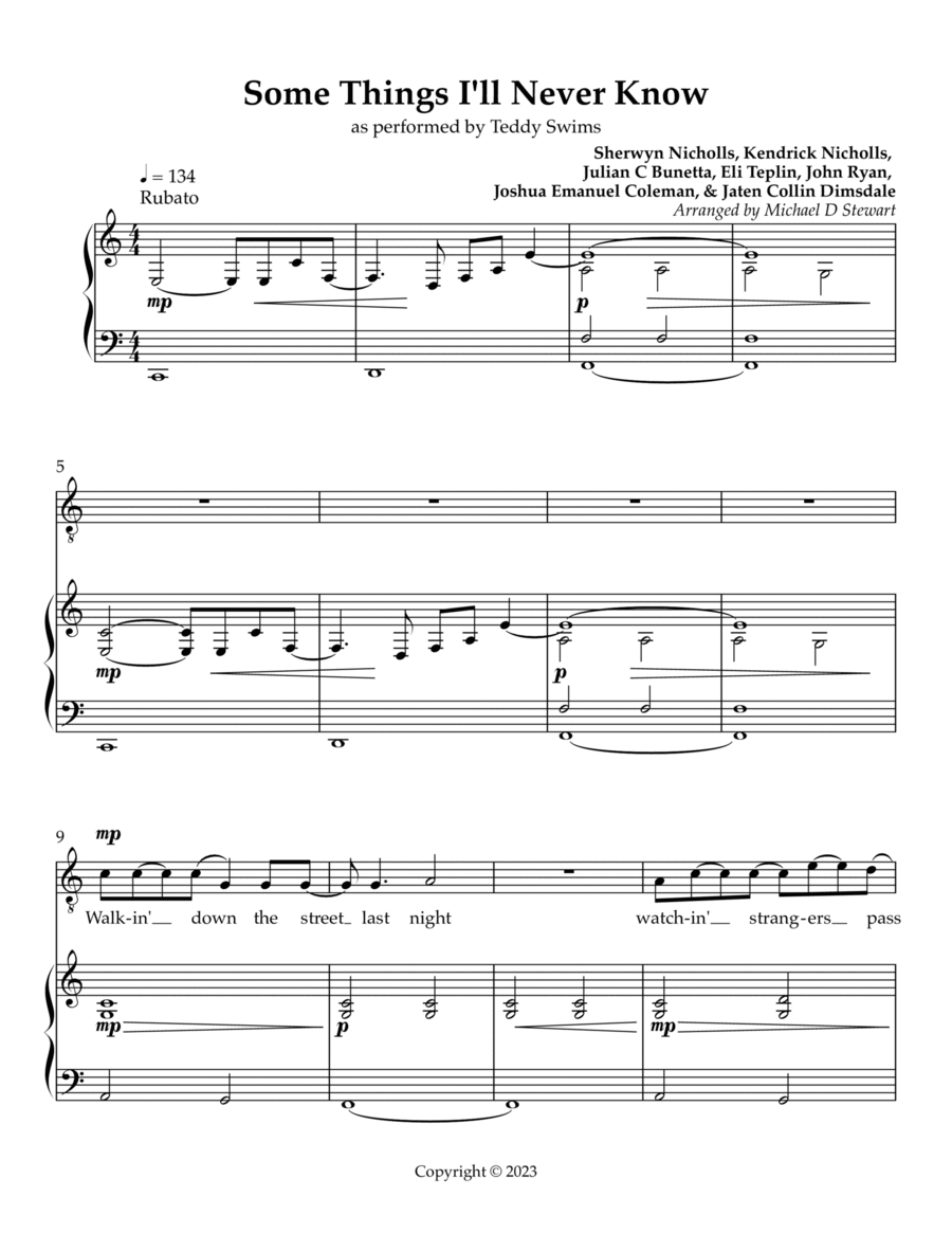Some Things I'll Never Know Voice scores gallery preview page 1