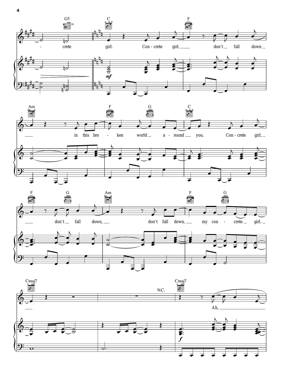 Concrete Girl Concrete Girl Piano, Vocal, Guitar scores gallery preview page 4